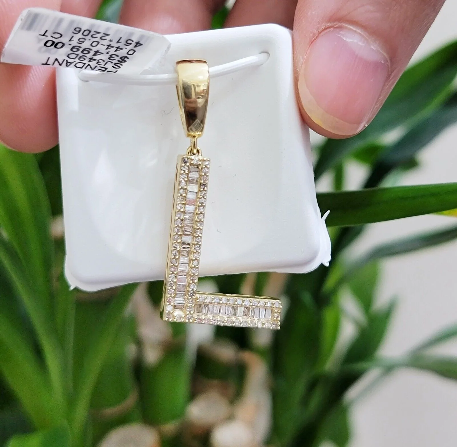 10k Gold Pendant Initial Charm Natural Diamond A-Z Alphabet Baguette & Round Dia - Image 6