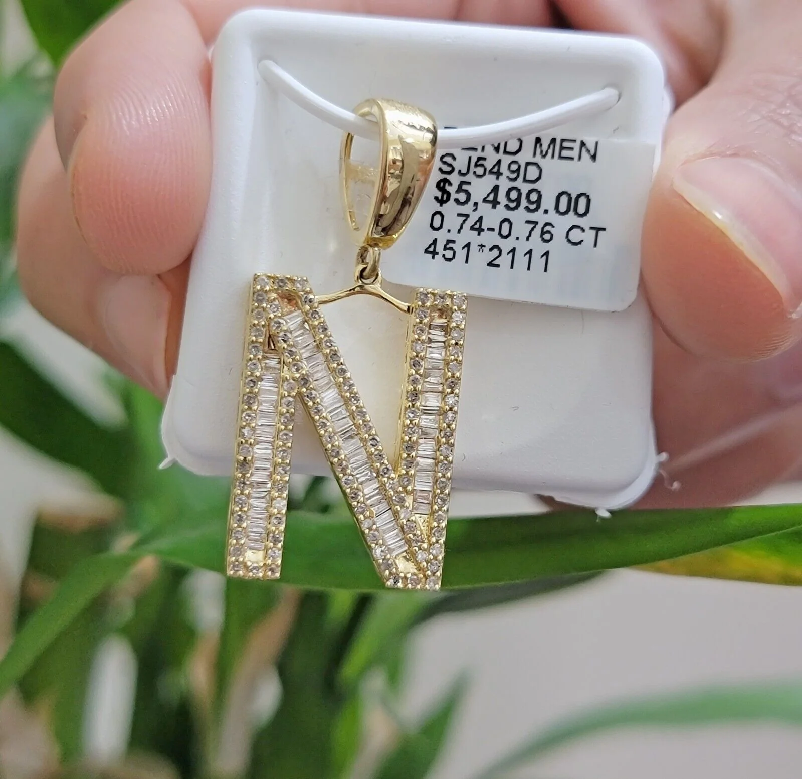 10k Gold Pendant Initial Charm Natural Diamond A-Z Alphabet Baguette & Round Dia - Image 8