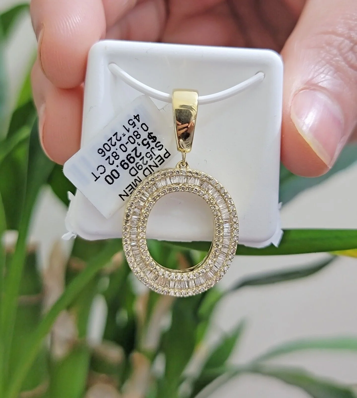 10k Gold Pendant Initial Charm Natural Diamond A-Z Alphabet Baguette & Round Dia - Image 9