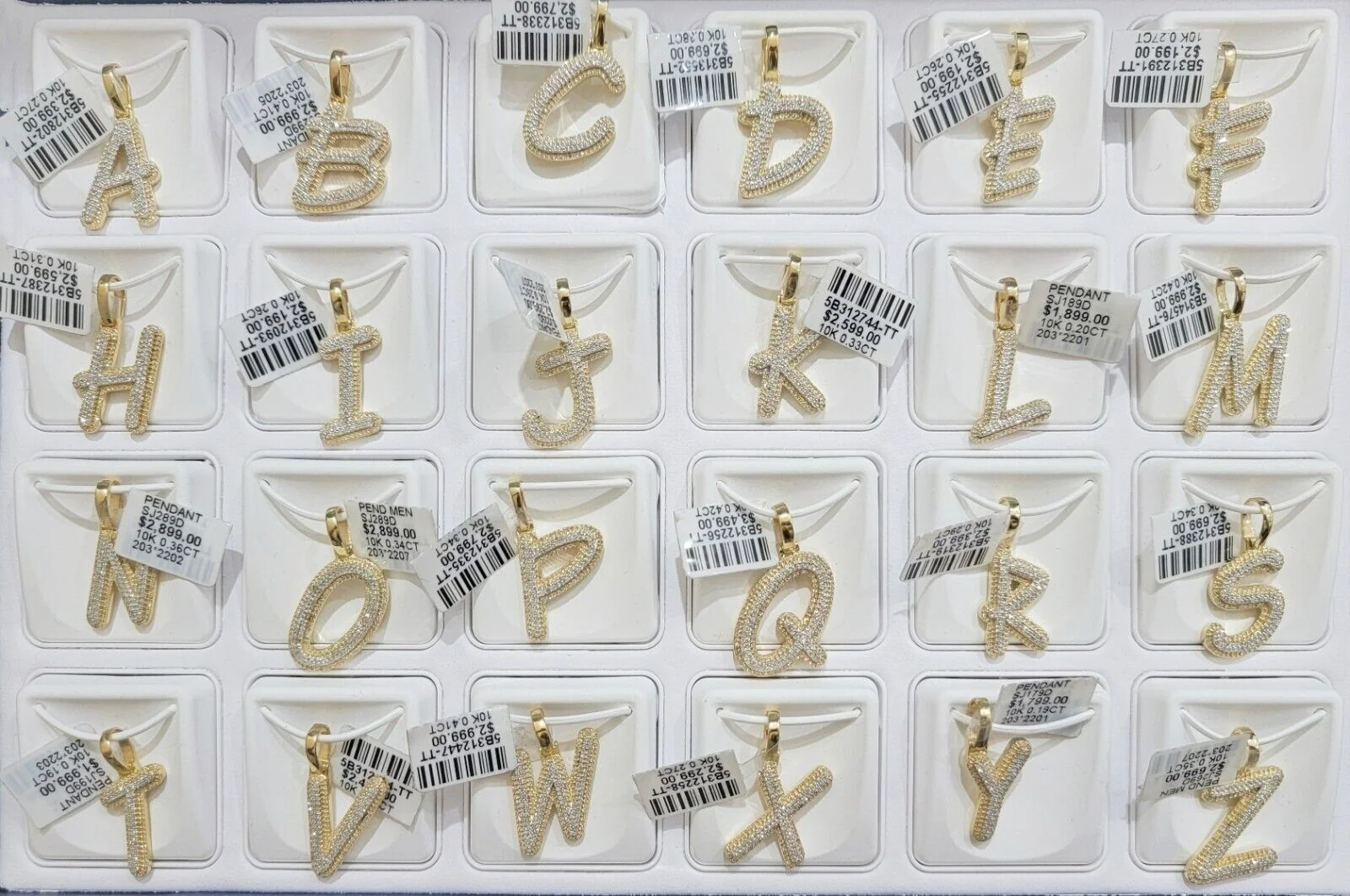 10k Gold Pendant Natural Diamond Initial Charm A-Z Alphabet 10K Yellow Gold REAL - Image 21