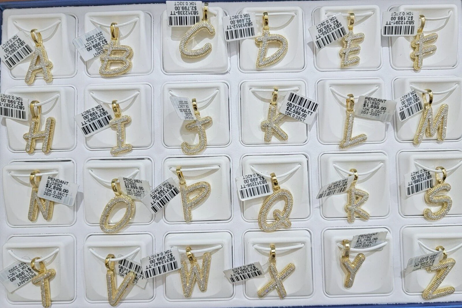 10k Gold Pendant Natural Diamond Initial Charm A-Z Alphabet 10K Yellow Gold REAL - Image 22