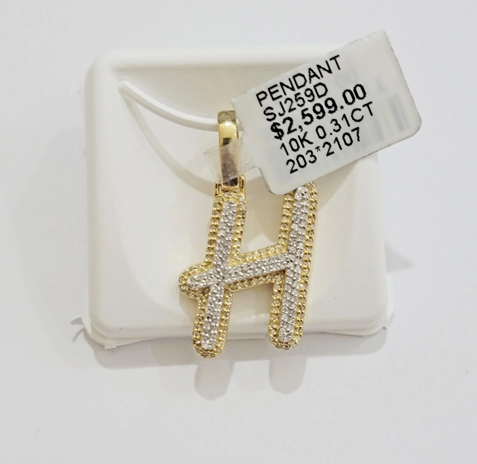10k Gold Pendant Natural Diamond Initial Charm A-Z Alphabet 10K Yellow Gold REAL - Image 33