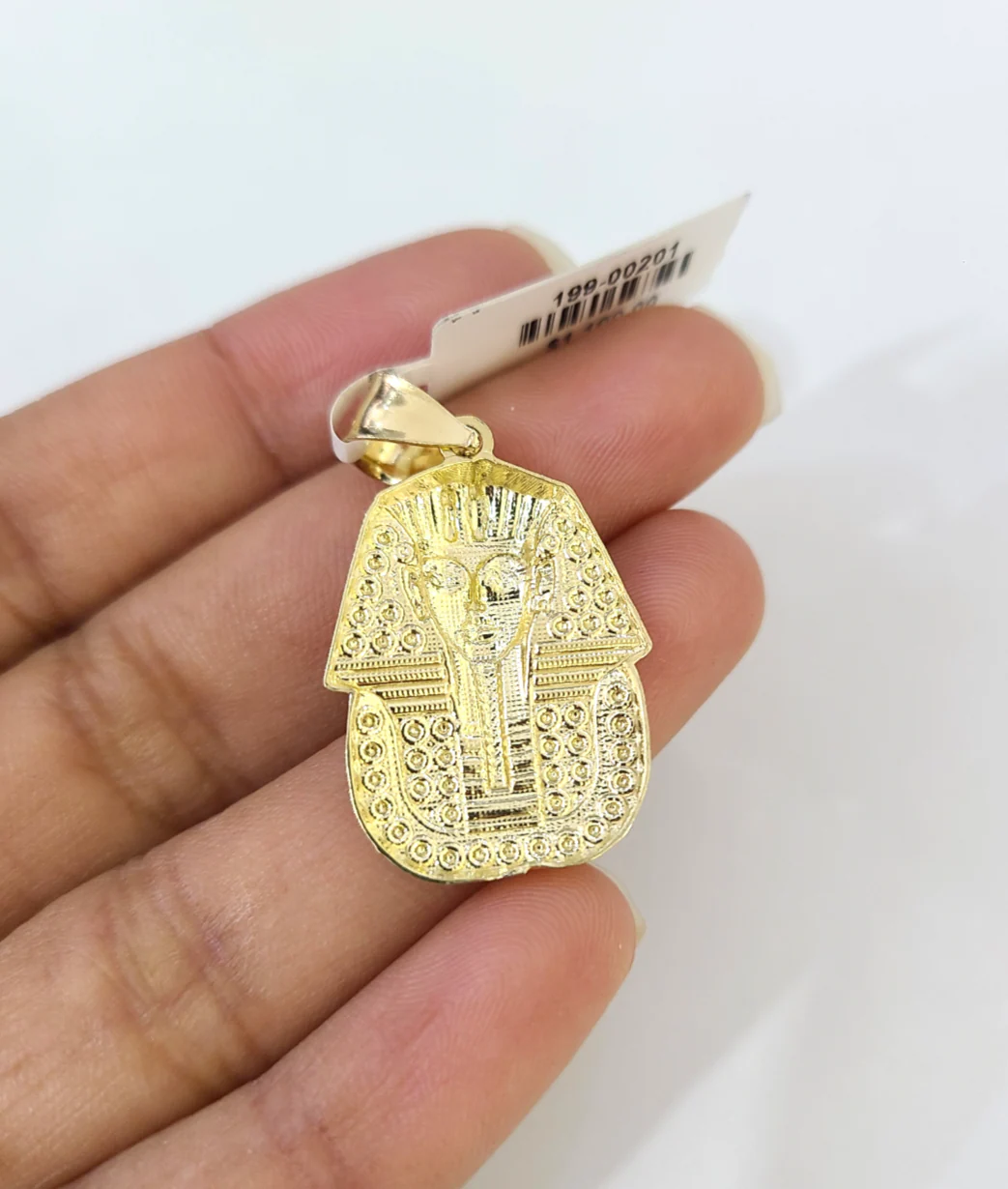 10k Gold Pharaoh Head Charm Pendant Chain Cuban Curb 3mm Necklace Set 18"-28" - Image 6