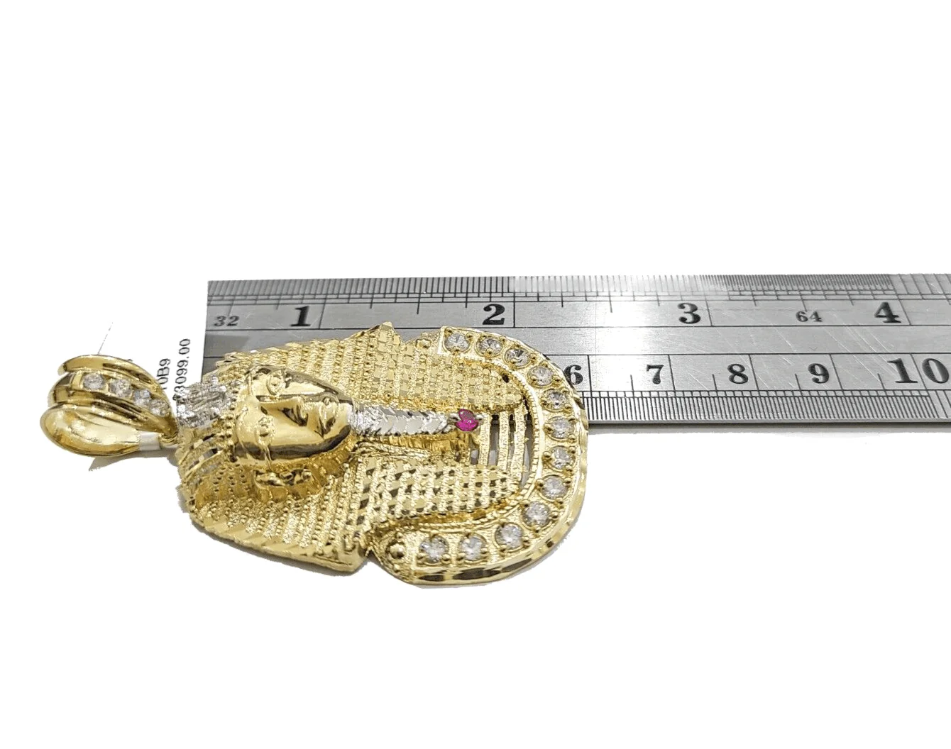 10k Gold Pharaoh Head Charm Rope Chain Necklace 8mm 26'' Set & Pendant 10kt REAL - Image 2
