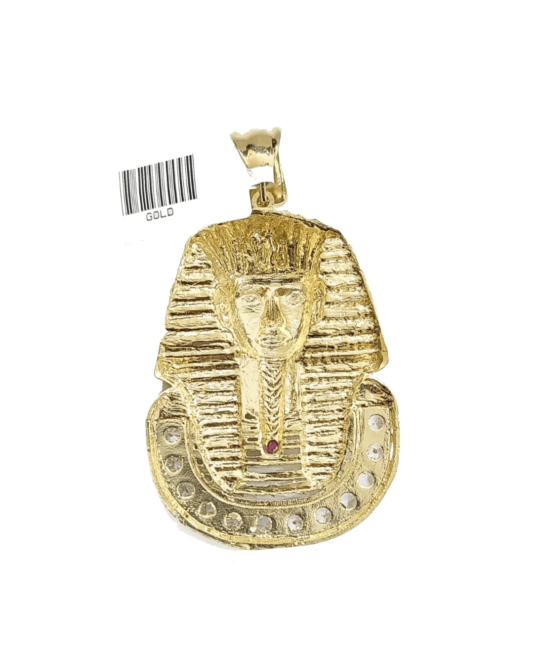 10k Gold Pharaoh Head Charm Rope Chain Necklace 8mm 26'' Set & Pendant 10kt REAL - Image 3