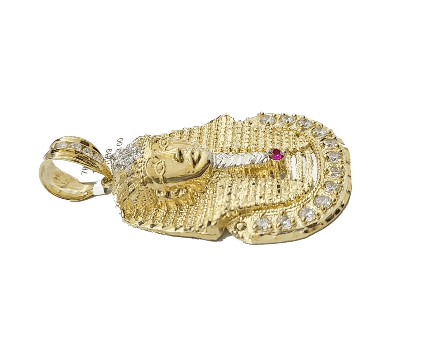 10k Gold Pharaoh Head Charm Rope Chain Necklace 8mm 26'' Set & Pendant 10kt REAL - Image 9