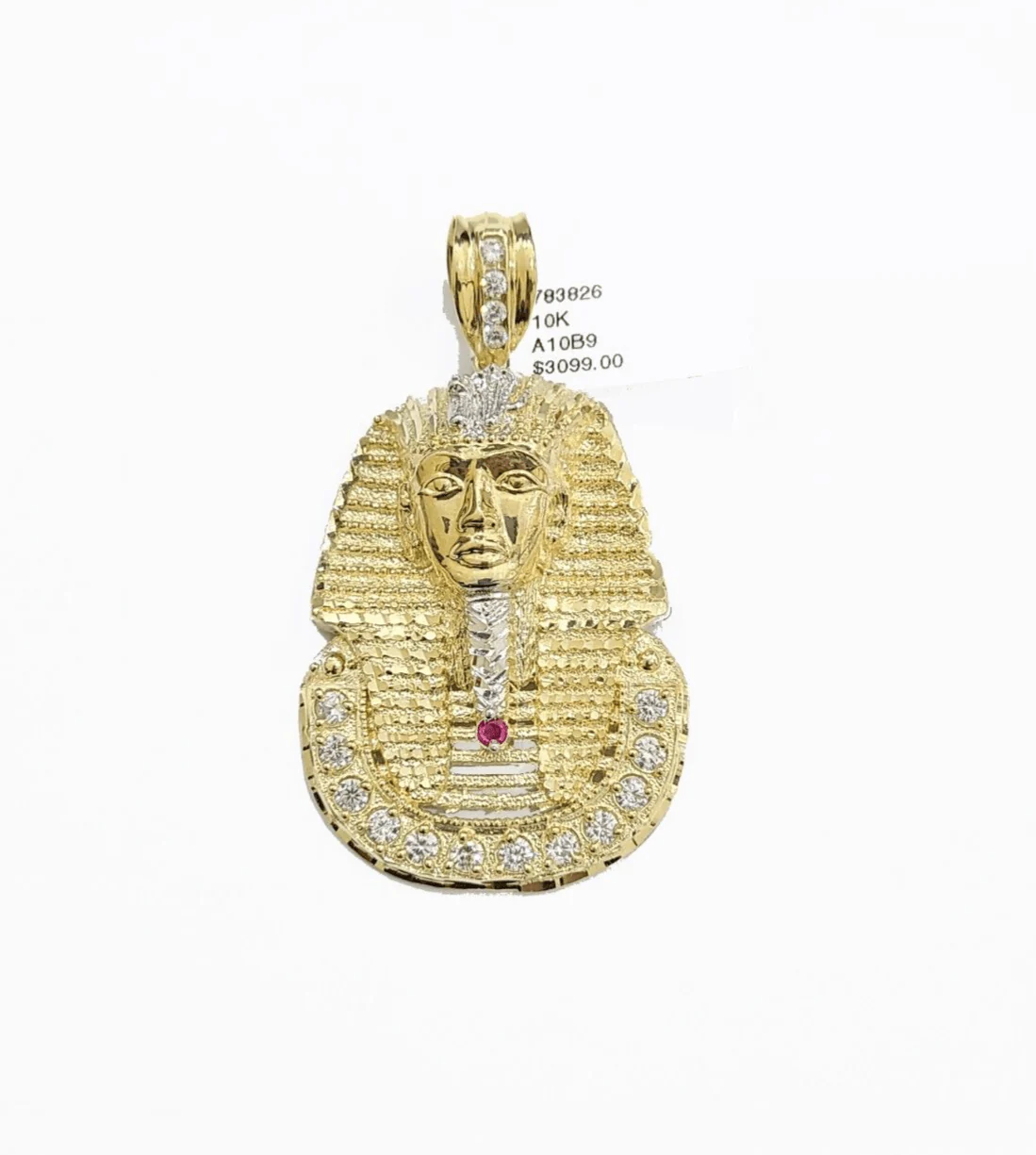 10k Gold Pharaoh Head Charm Rope Chain Necklace 8mm 28'' Set & Pendant 10kt REAL - Image 10