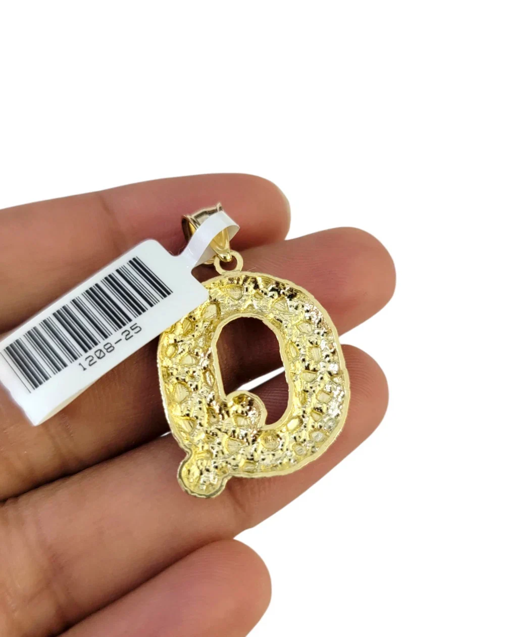 10k Gold Q Nugget Initial Charm Franco Chain 2.5mm 16"-26" Pendant Necklace SET - Image 7