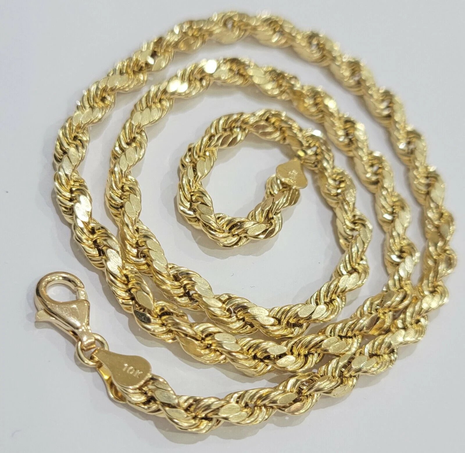 10k Gold Rope chain 6mm 26 Inch Real 10kt Yellow Gold Necklace Diamond Cut - Image 3