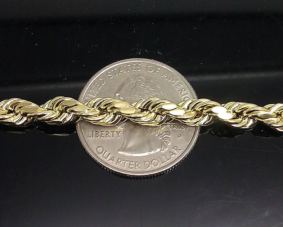 10k Gold Rope chain 6mm 26 Inch Real 10kt Yellow Gold Necklace Diamond Cut - Image 4