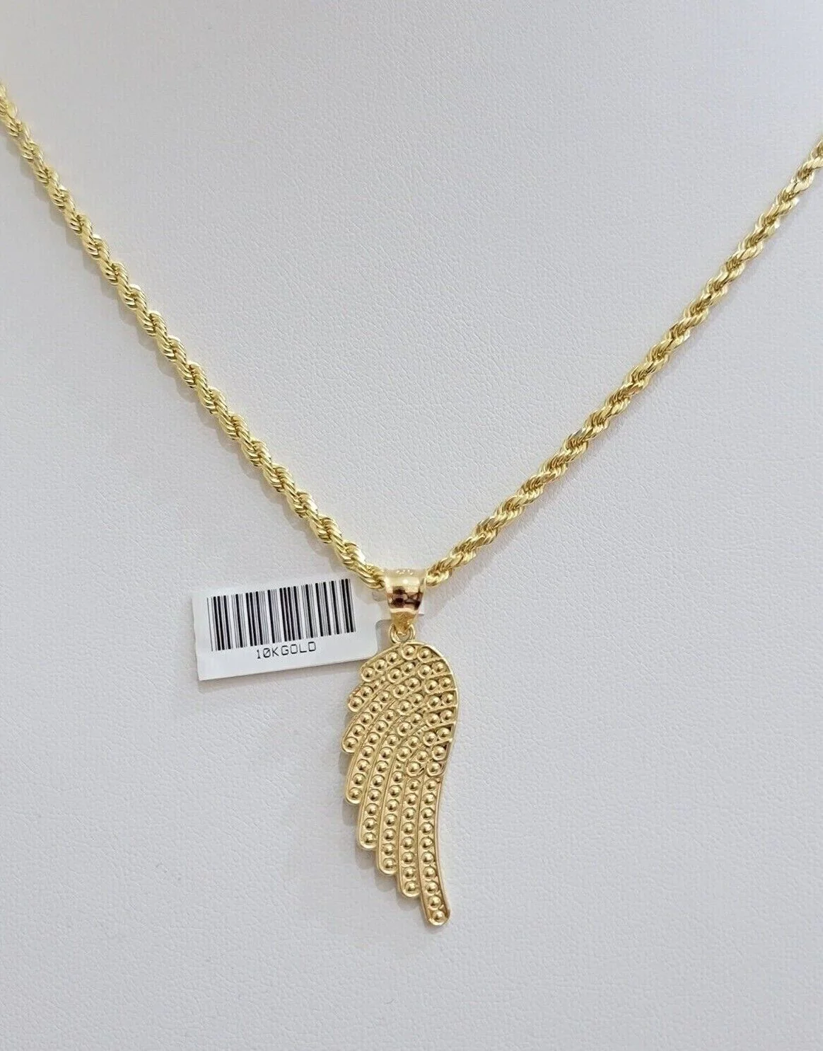 10k Gold Rope Chain Angel Wing Charm Pendant Set 22" Inch 3mm Necklace REAL SALE - Image 7