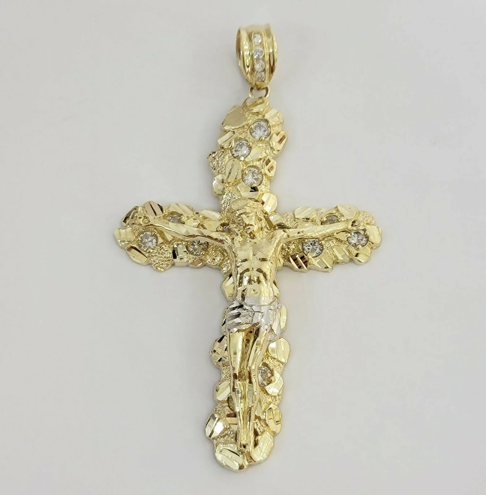 10k Gold Rope Chain & Cross Charm Pendant Mens 10kt Yellow Gold 8mm 24" Necklace - Image 4