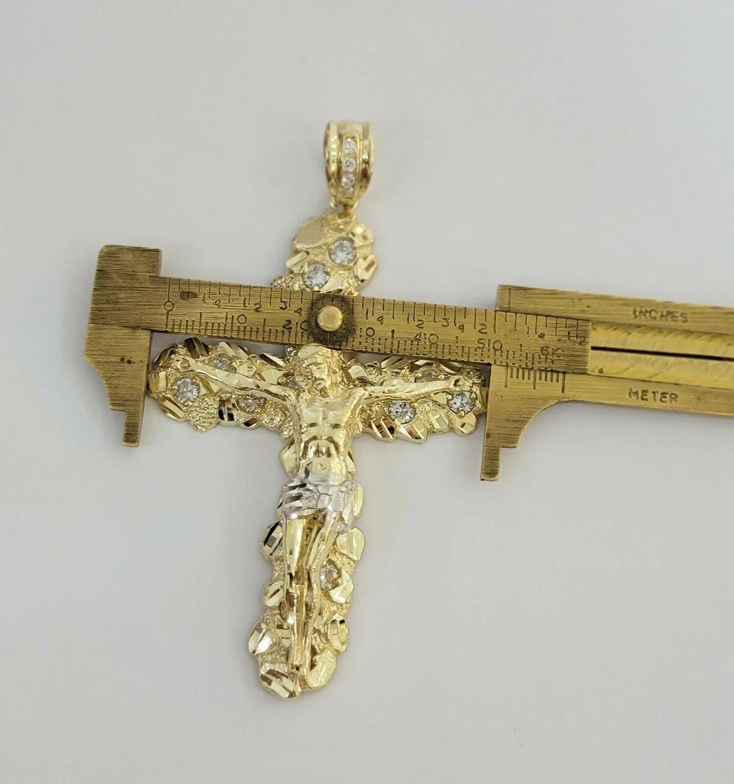10k Gold Rope Chain & Cross Charm Pendant Mens 10kt Yellow Gold 8mm 24" Necklace - Image 7