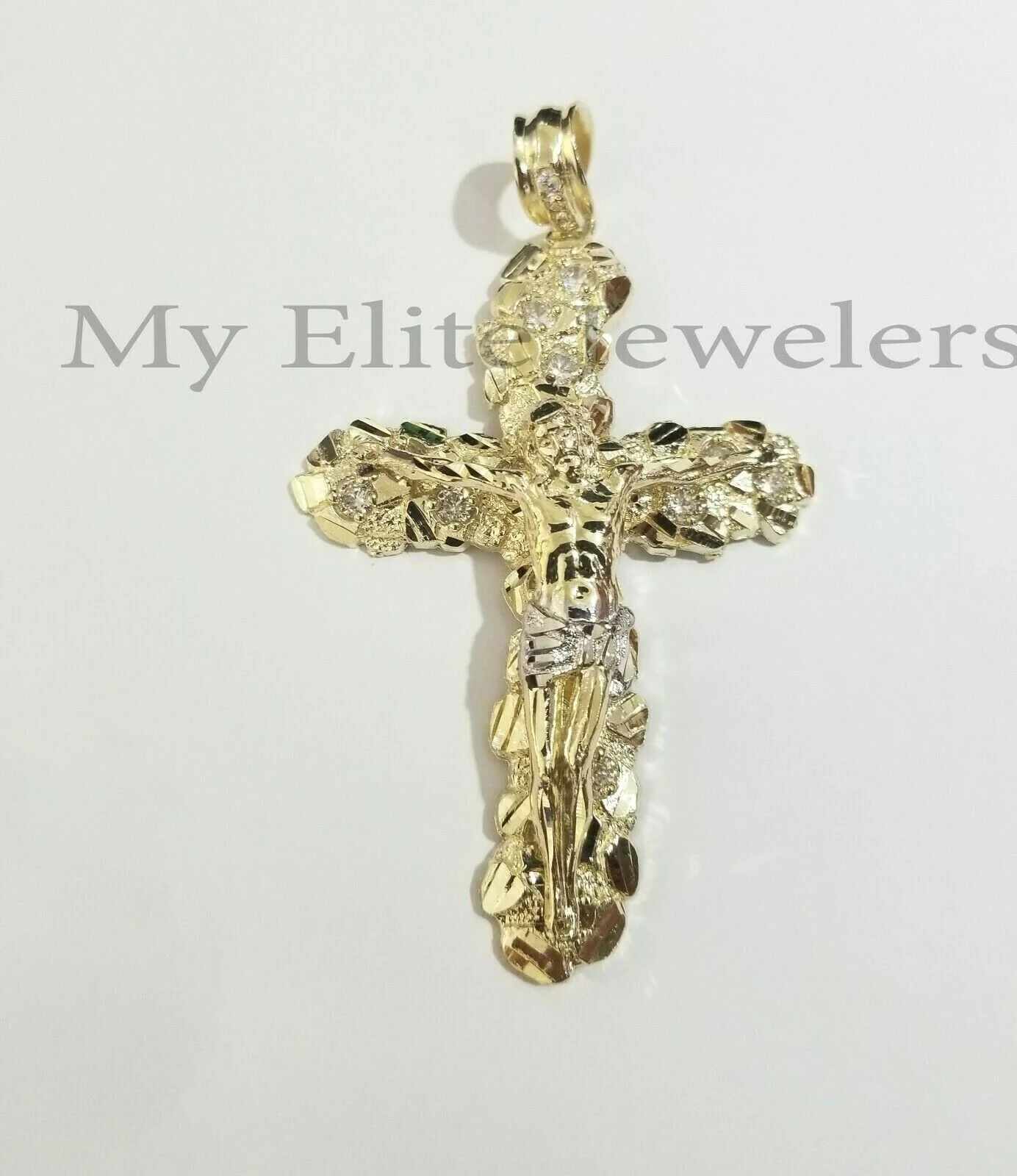 10k Gold Rope Chain & Cross Charm Pendant Mens 10kt Yellow Gold 8mm 24" Necklace - Image 8