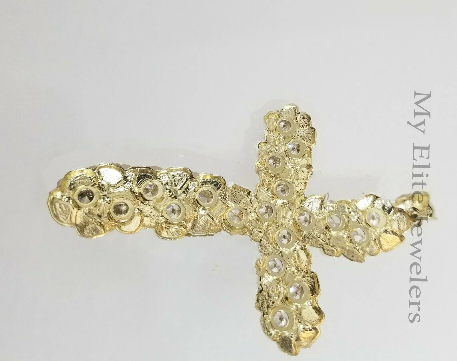 10k Gold Rope Chain & Cross Charm Pendant Mens 10kt Yellow Gold 8mm 26" Necklace - Image 5