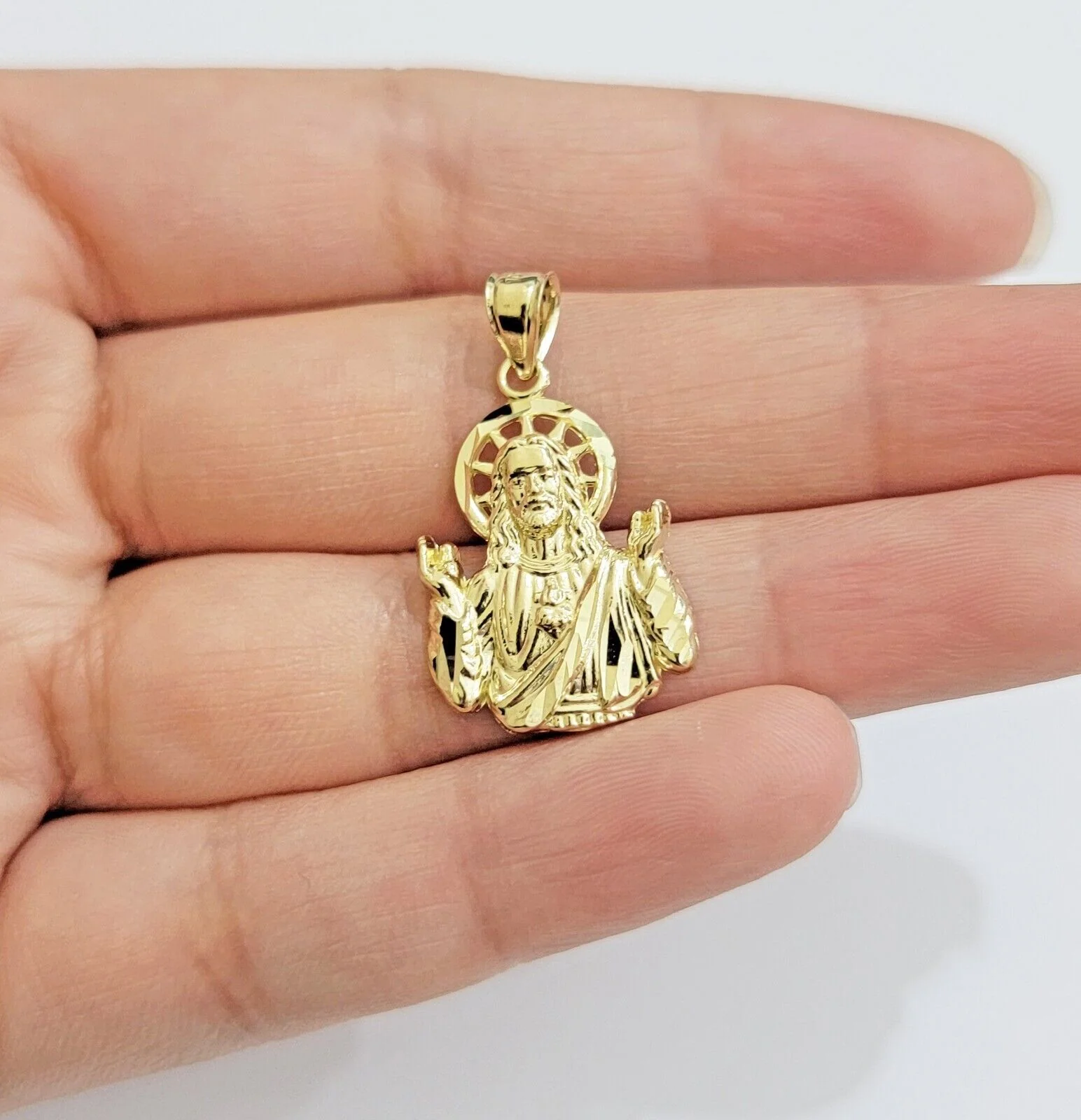 10k Gold Rope Chain Jesus Head pendant Set 3mm 24 Inch Necklace & Charm REAL 10k - Image 7