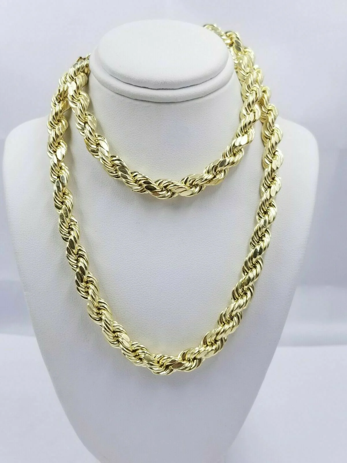 10K Gold Rope Chain Necklace 20 Inch 8mm Yellow Gold Lobster Lock , REAL GOLD - Image 2