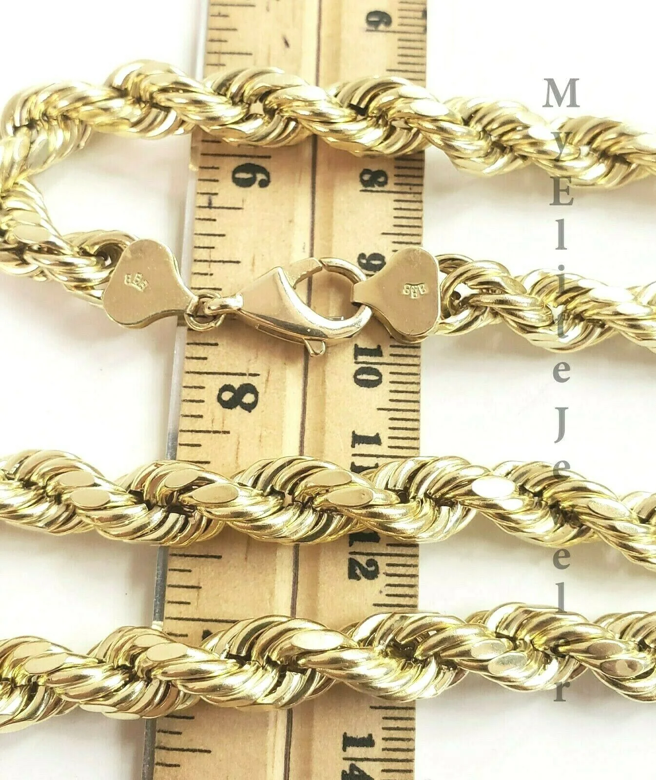 10K Gold Rope Chain Necklace 20 Inch 8mm Yellow Gold Lobster Lock , REAL GOLD - Image 4