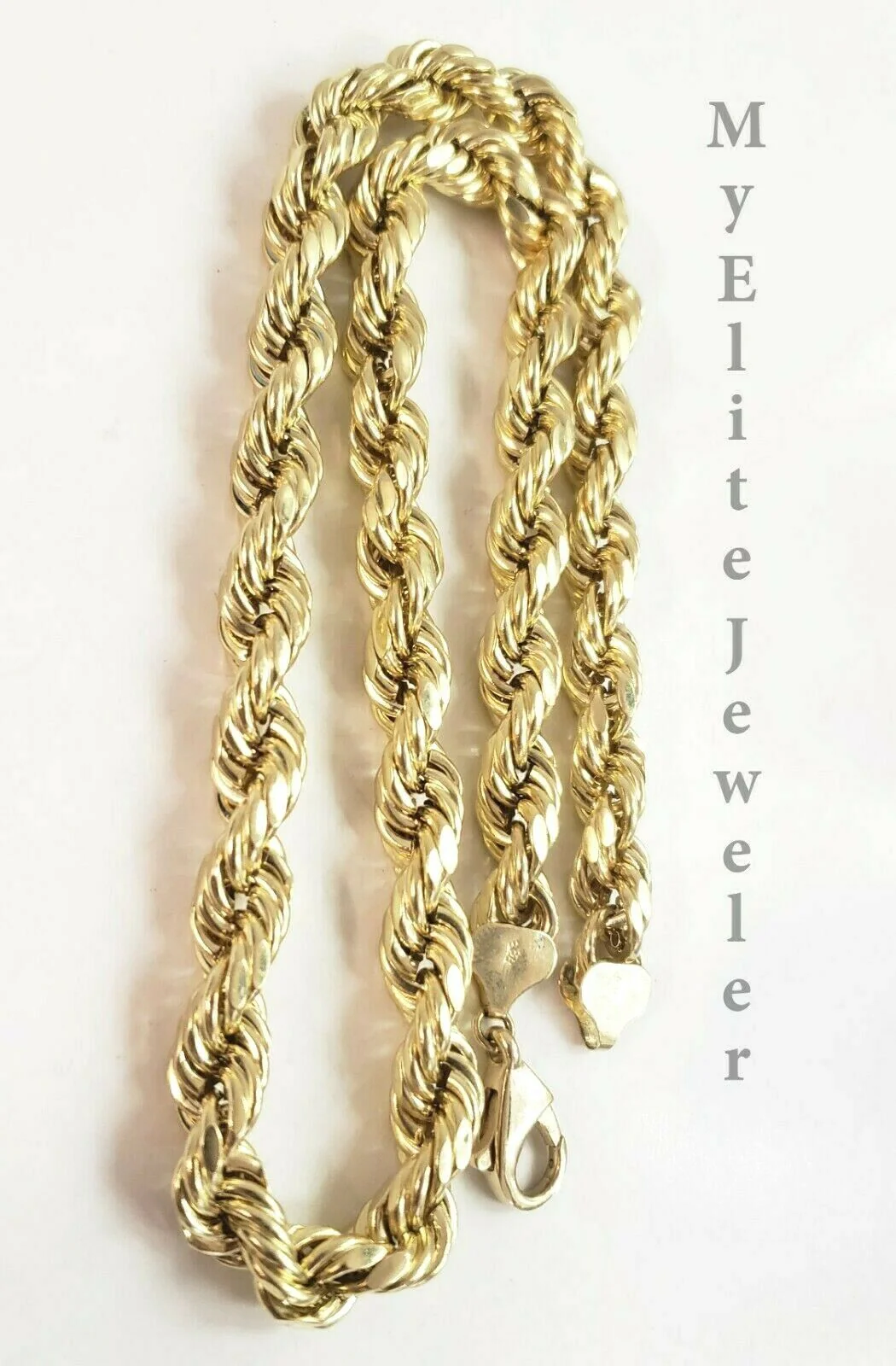 10K Gold Rope Chain Necklace 20 Inch 8mm Yellow Gold Lobster Lock , REAL GOLD - Image 5