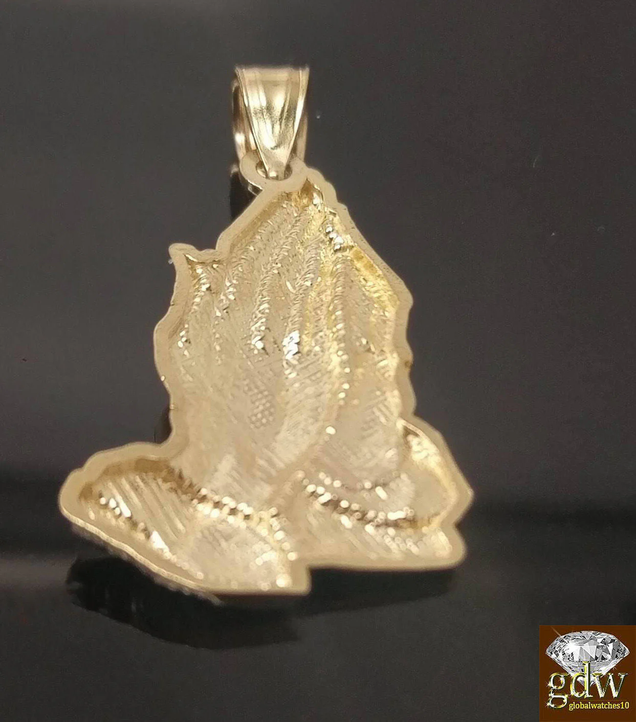 10k Gold Rope Necklace 20" 2mm Chain Praying Hand Charm Pendant Men Women - Image 7