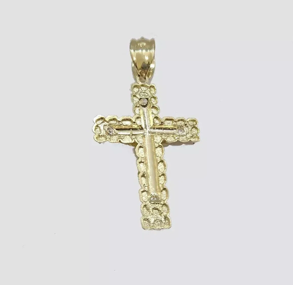 10k Gold Rope Necklace Jesus Cross Charm pendant SET 4mm chain 18"-28" REAL 10KT - Image 3