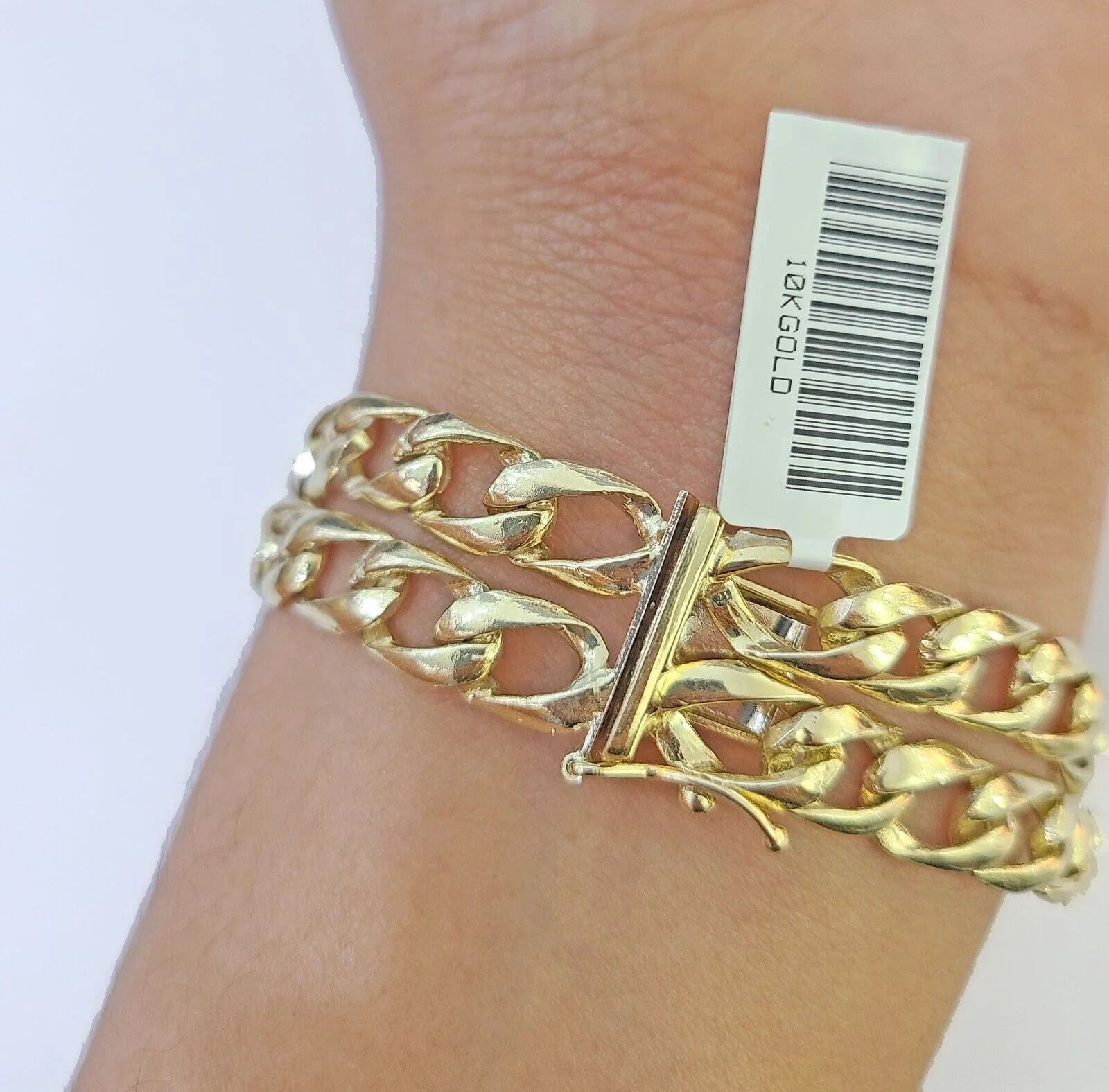10k Gold Saint Barbara Miami Cuban Bracelet Size 8" 15mm - Image 5