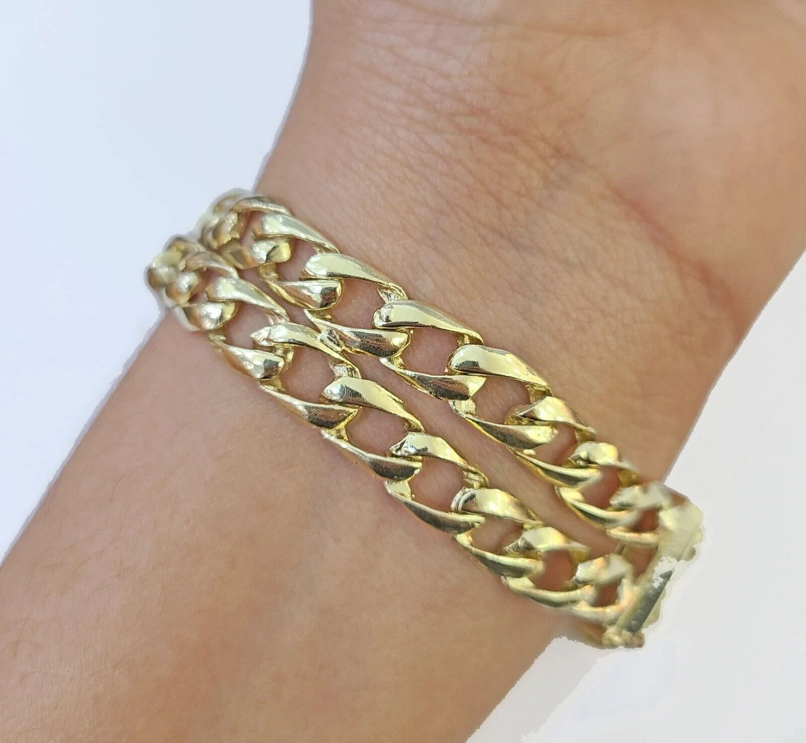 10k Gold Saint Barbara Miami Cuban Bracelet Size 8.25" Inches 15mm 10kt Mens - Image 4