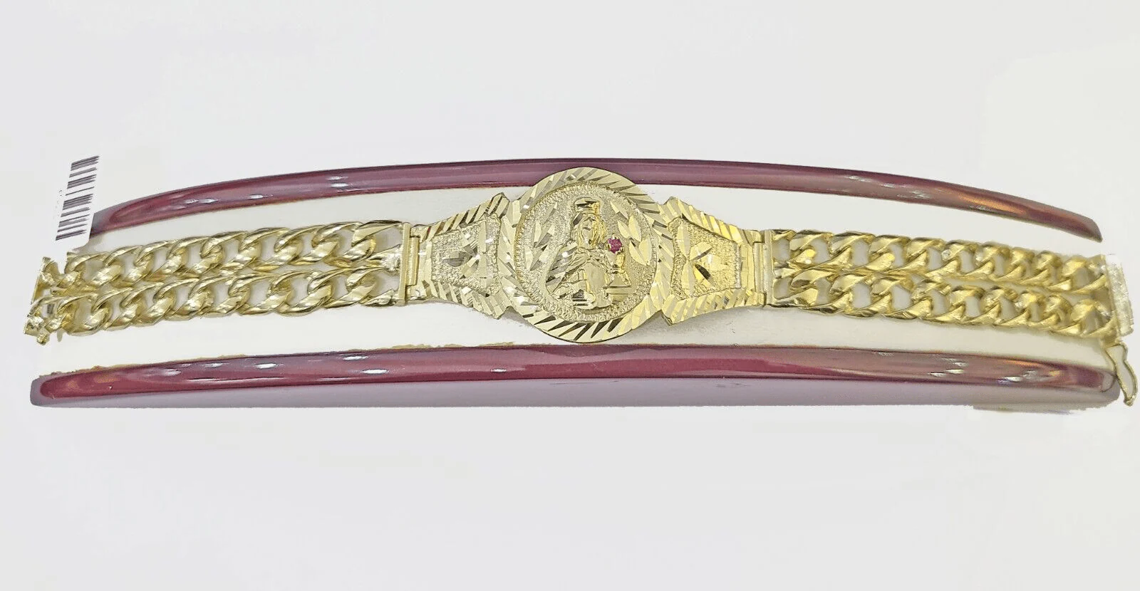 10k Gold Saint Barbara Miami Cuban Bracelet Size 8.25" Inches 15mm 10kt Mens - Image 8