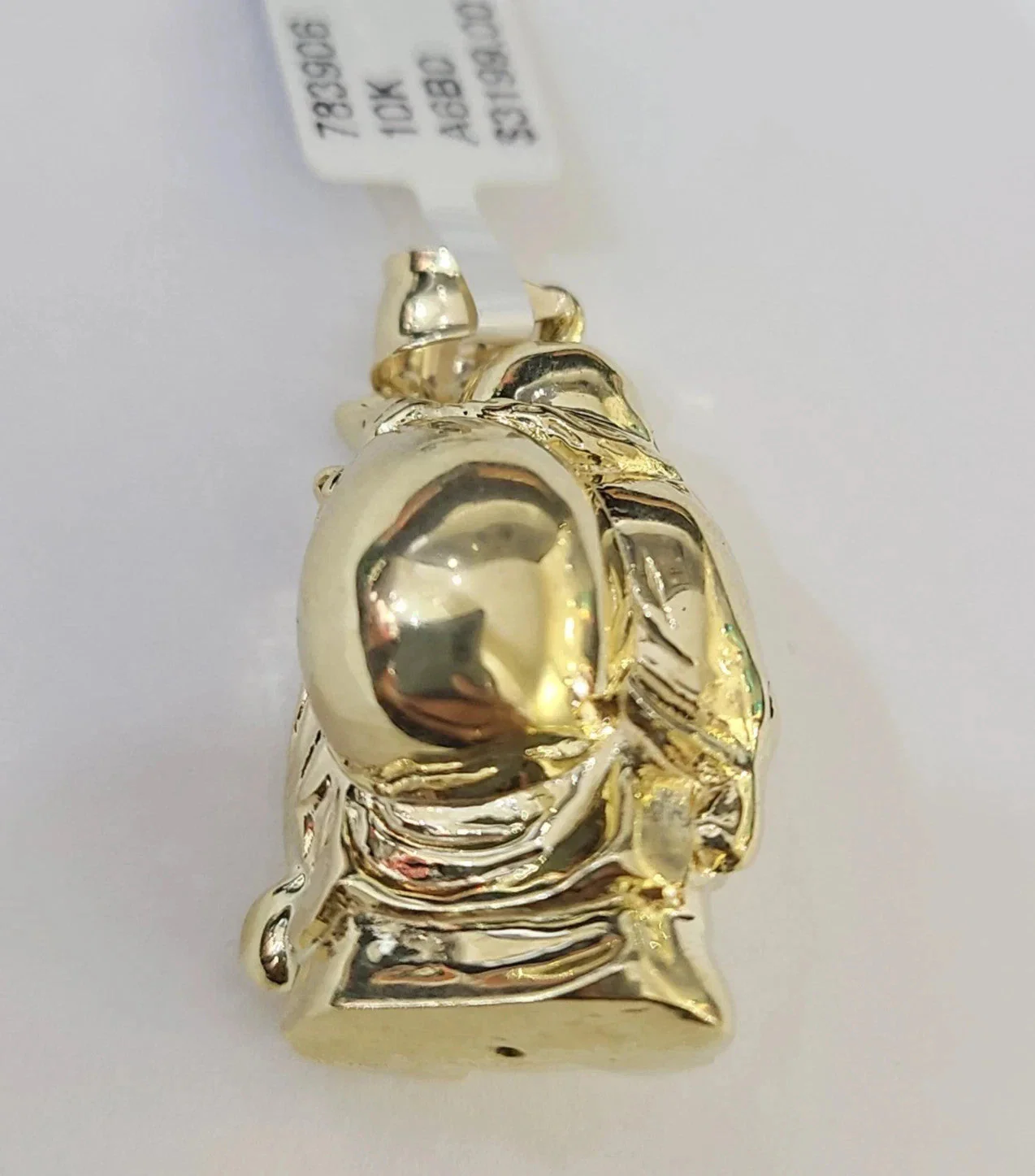 10k Gold Solid Cuban Curb Chain Laughing Buddha Pendant Charm 3mm Necklace - Image 9