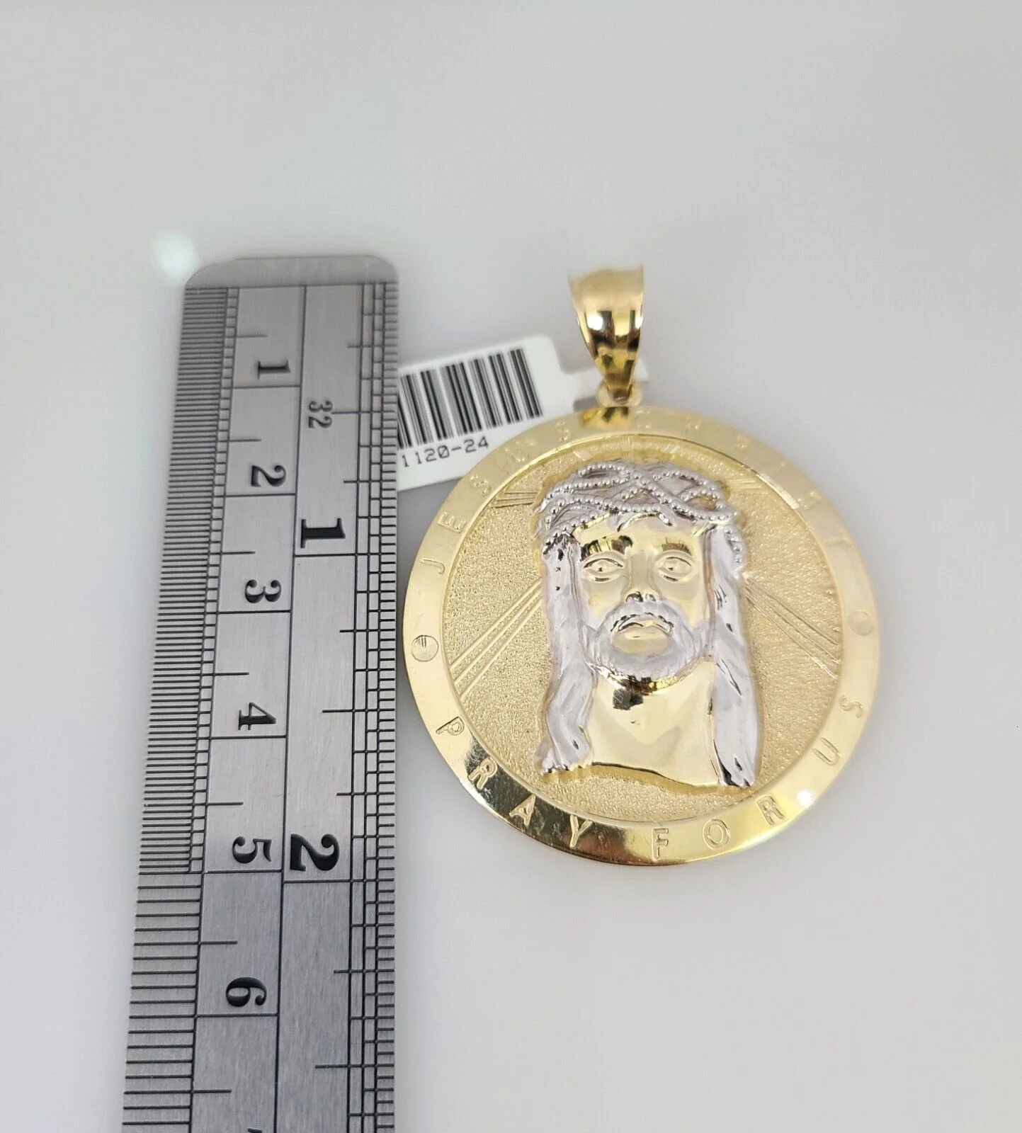 10k Gold Solid Cuban Curb Chain Necklace Jesus Christ Pendant Set 6mm 20"-30" - Image 3