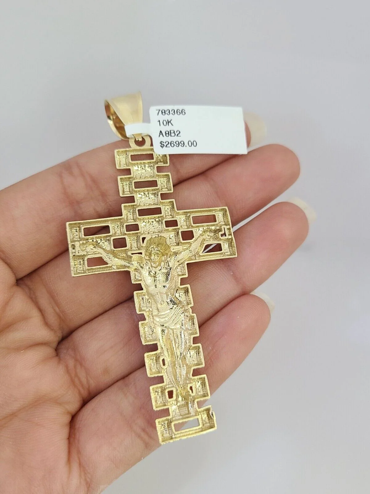 10k Gold Solid Cuban Curb Chain Necklace Jesus Cross Pendant Set 6mm 20"-30" - Image 7