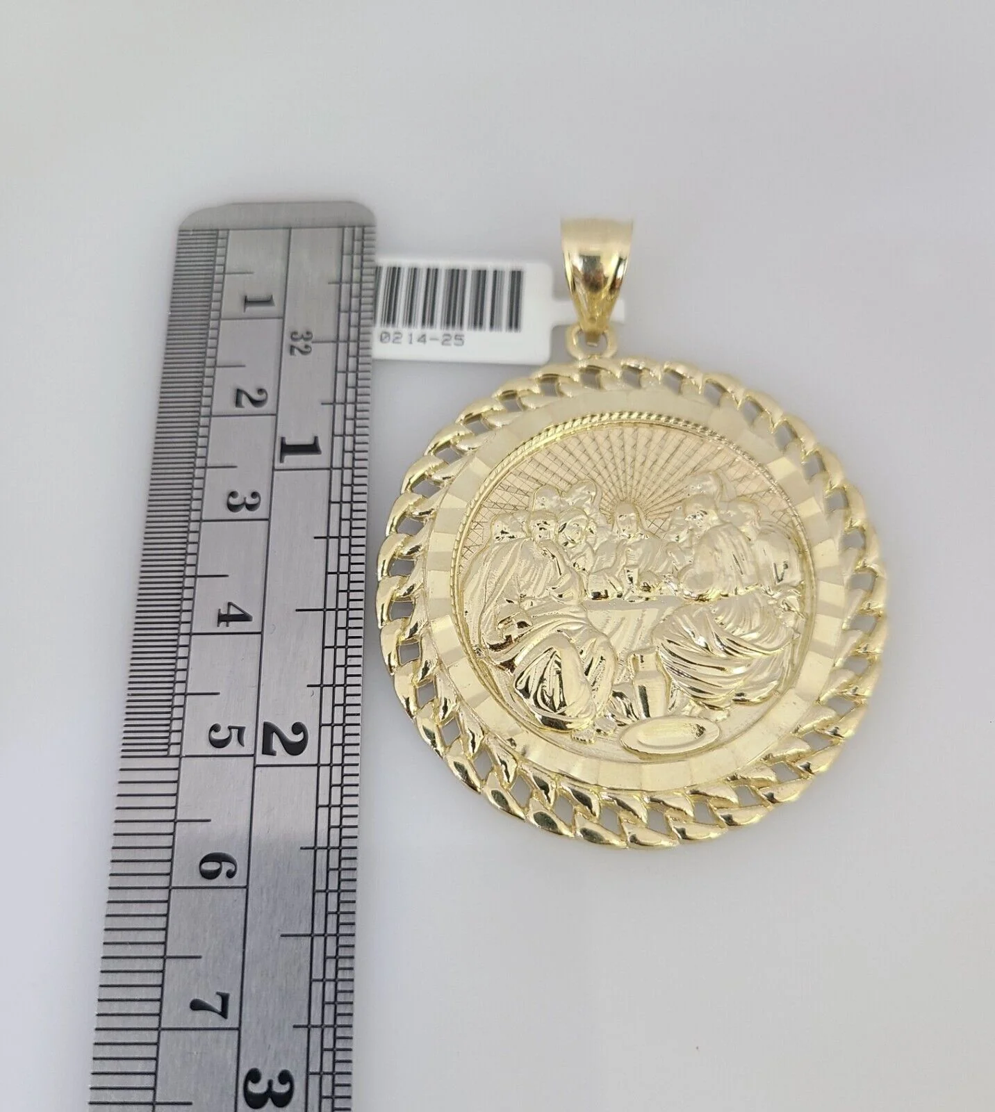 10k Gold Solid Cuban Curb Chain Necklace Last Supper Pendant Set 6mm 20"-30" - Image 6