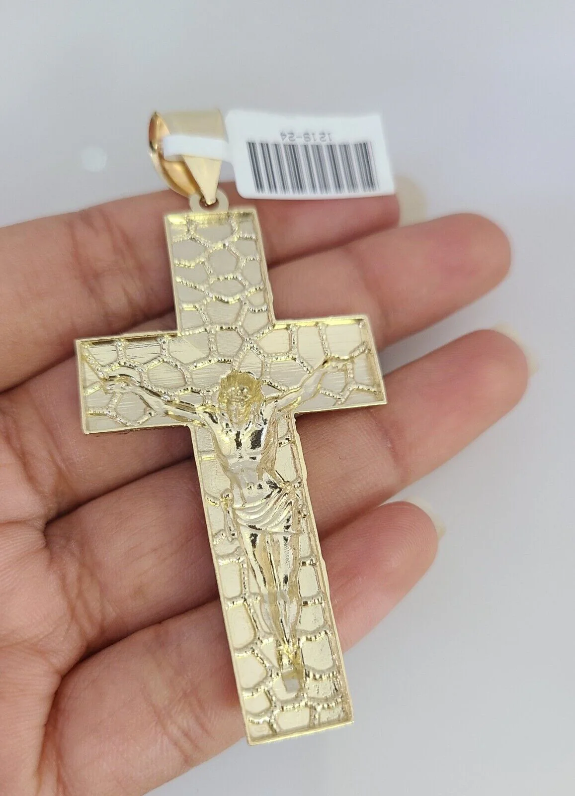 10k Gold Solid Cuban Curb Chain Necklace Nugget Cross Pendant Set 6mm 20"-30" - Image 5