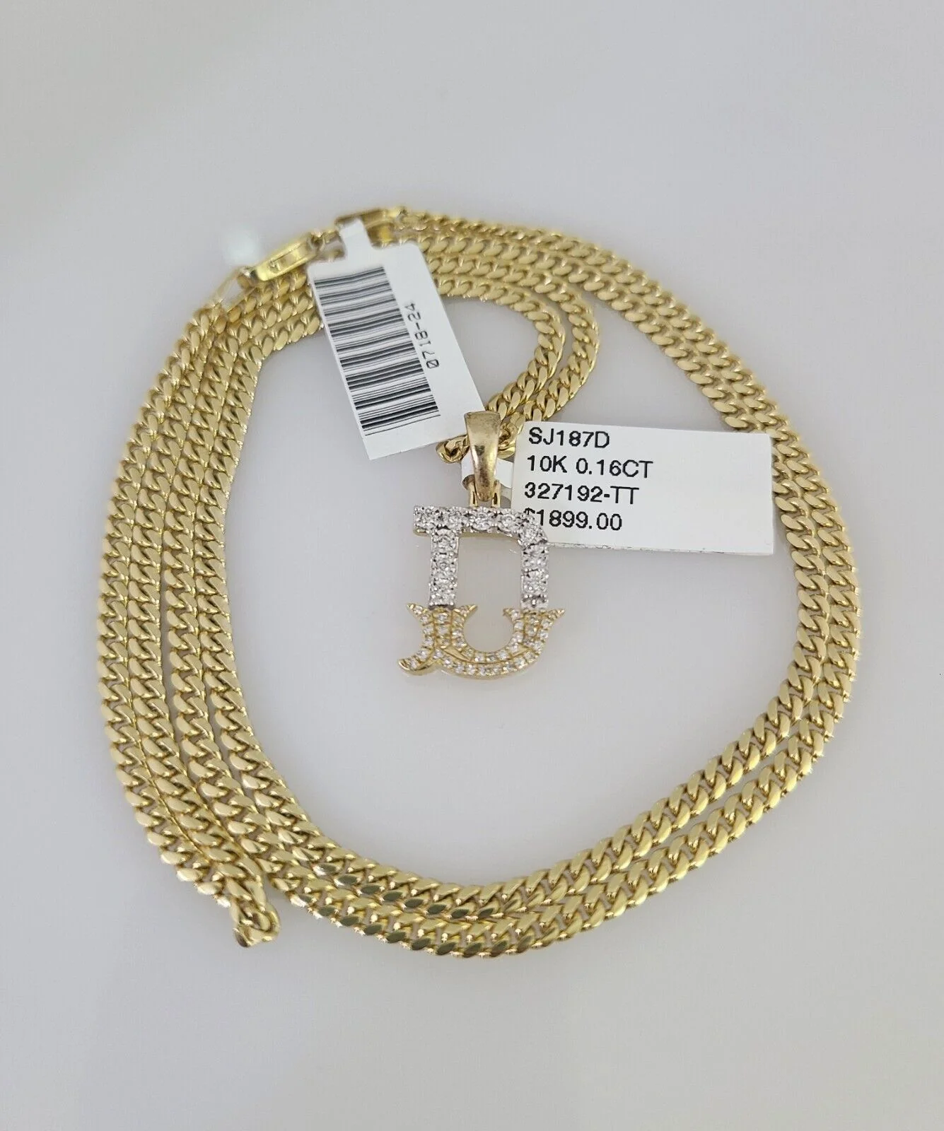10k Gold Solid Miami Cuban Chain Diamond D Initial Pendant 2.5mm 18"-24" Set - Image 6