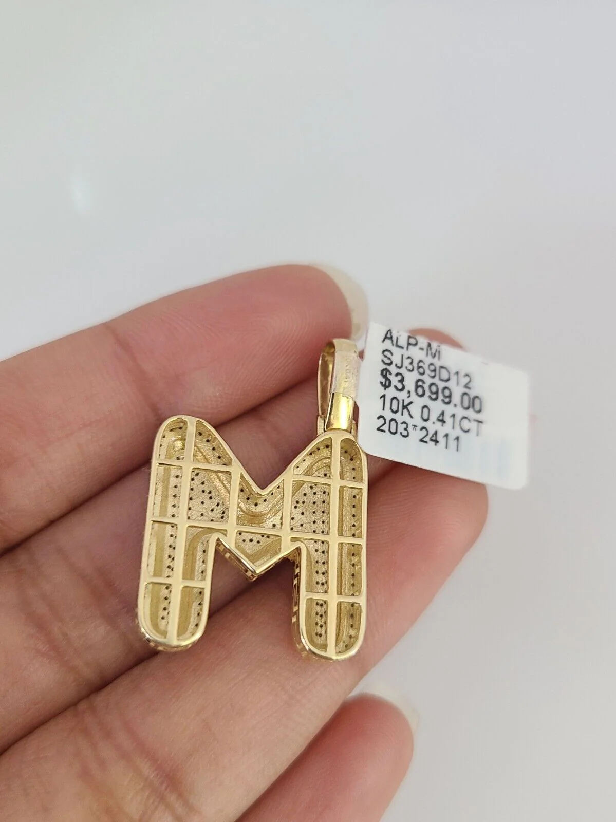 10k Gold Solid Miami Cuban Chain Diamond M Initial Pendant 2.5mm 18"-24" Set - Image 7