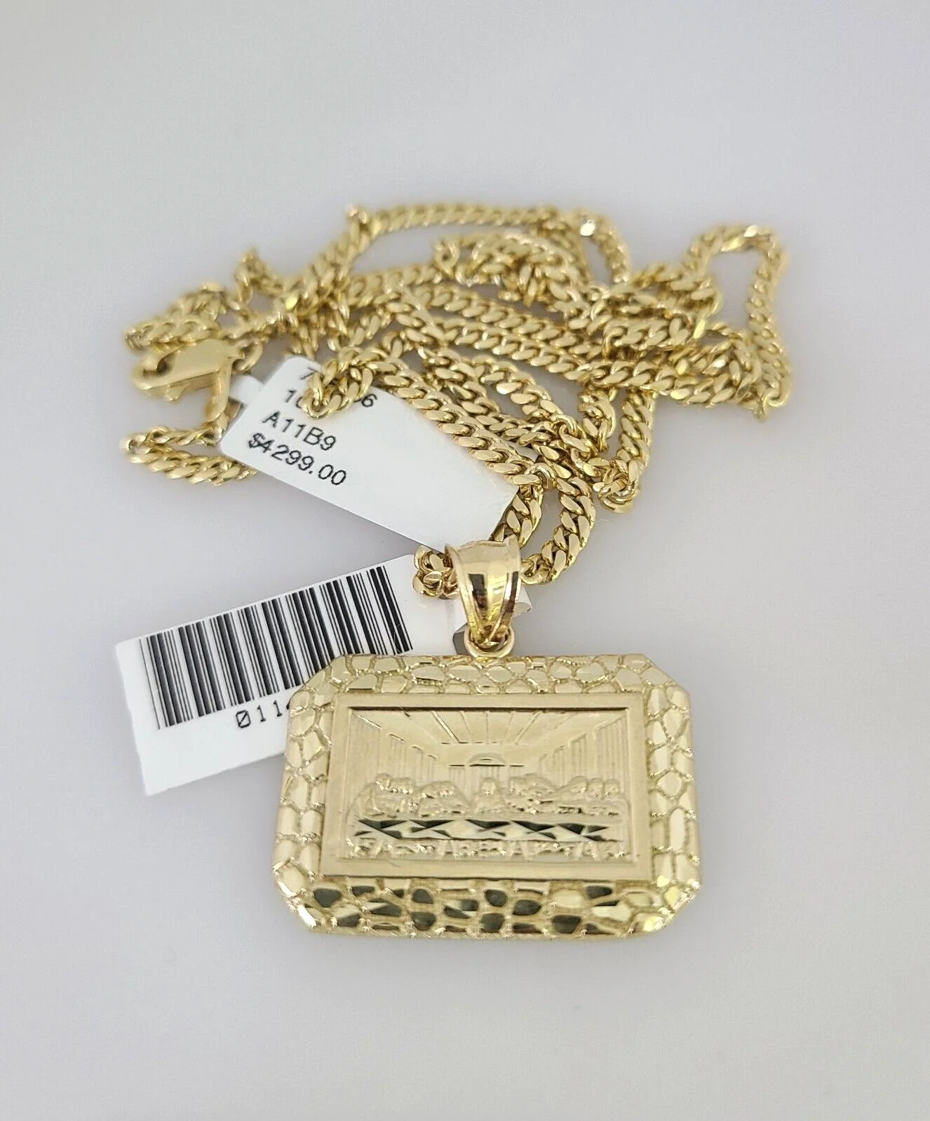 10k Gold Solid Miami Cuban Chain Necklace Last Supper Pendant 2.5mm 18-24" Set - Image 2