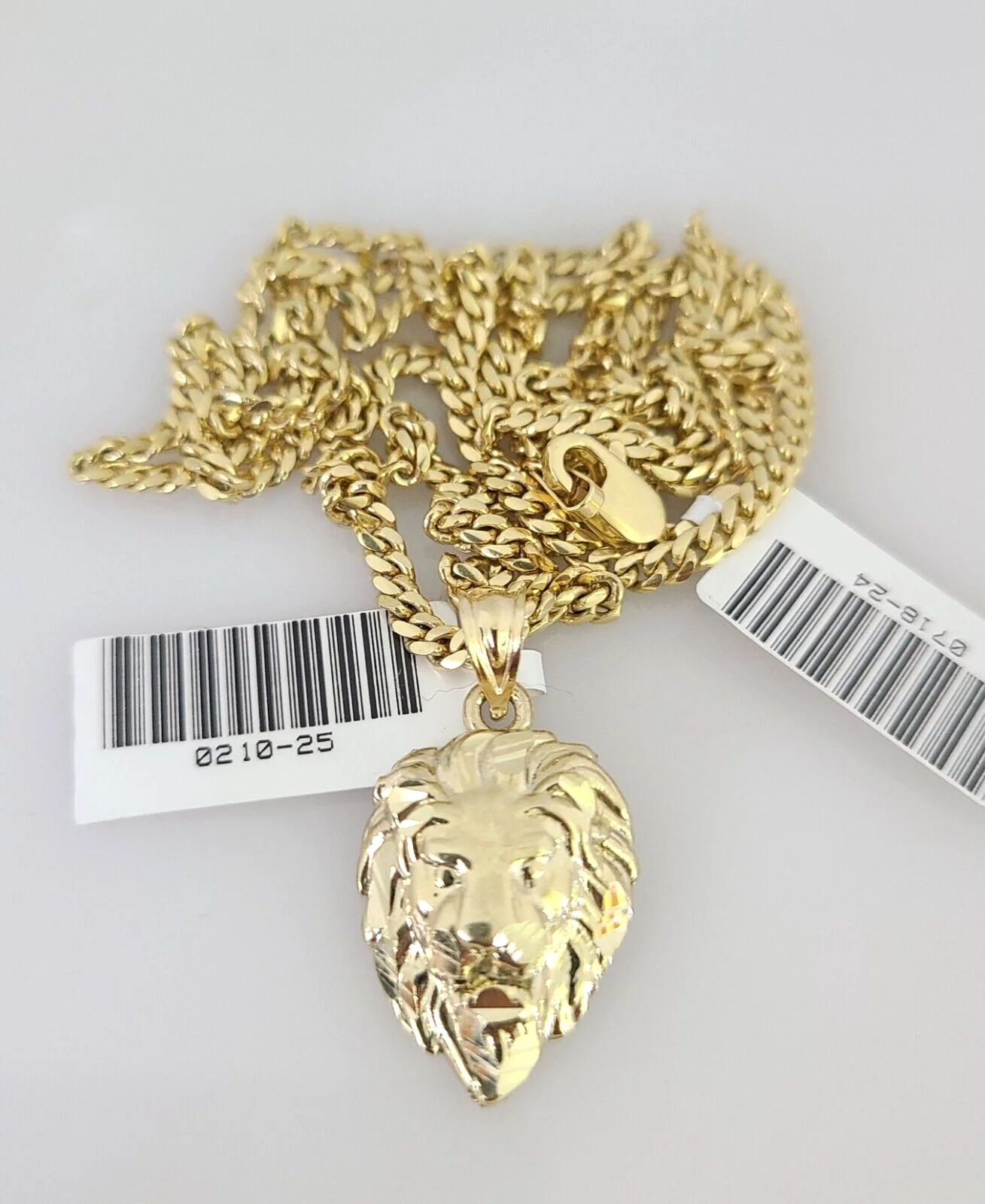 10k Gold Solid Miami Cuban Chain Necklace Roaring Lion Pendant 2.5mm 18-24" Set - Image 4