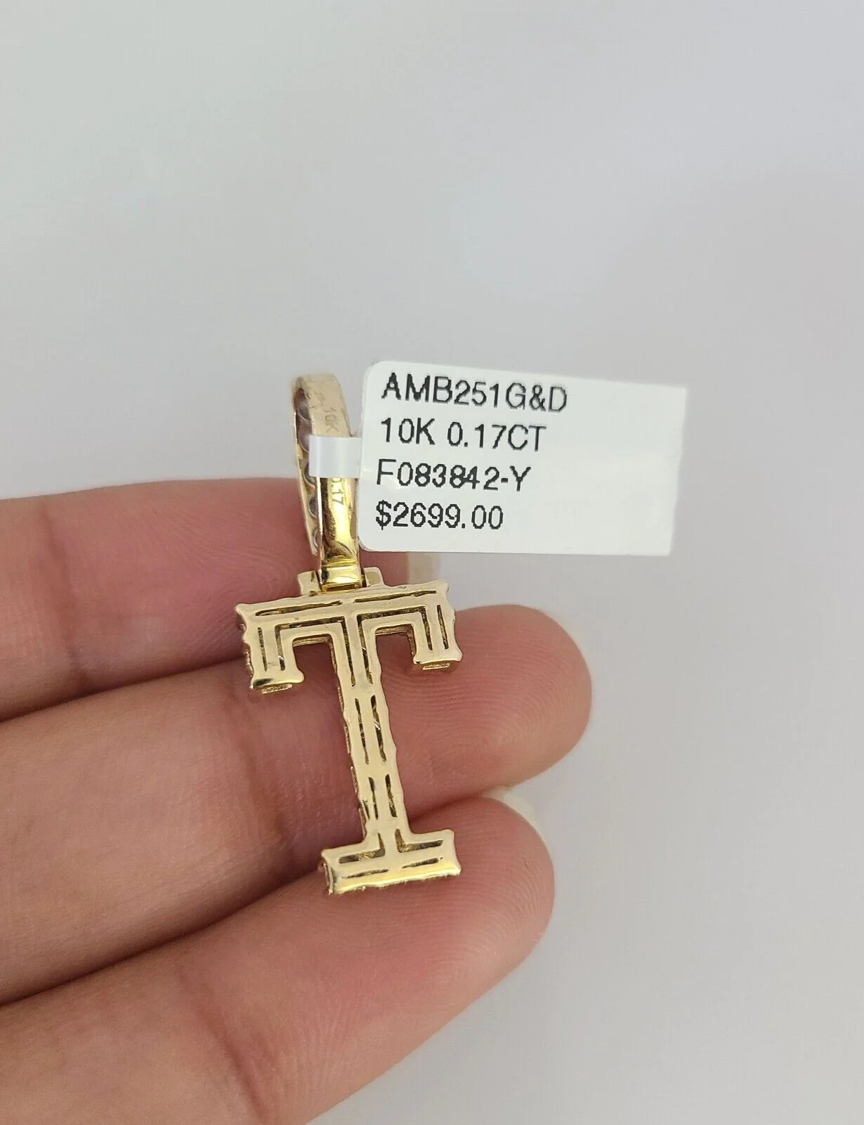 10k Gold Solid Miami Cuban Chain T Initial Diamond Pendant 2.5mm 18"-24" Set - Image 7