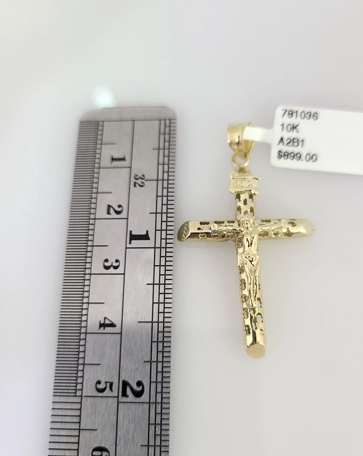 10k Gold Solid Miami Cuban Necklace INRI Cross Pendant 2.5mm 18-24" Chain Set - Image 3