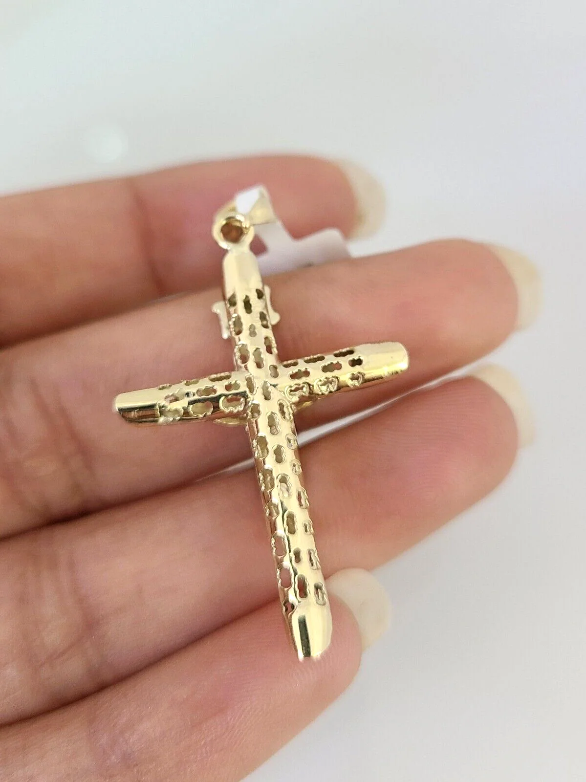 10k Gold Solid Miami Cuban Necklace INRI Cross Pendant 2.5mm 18-24" Chain Set - Image 6