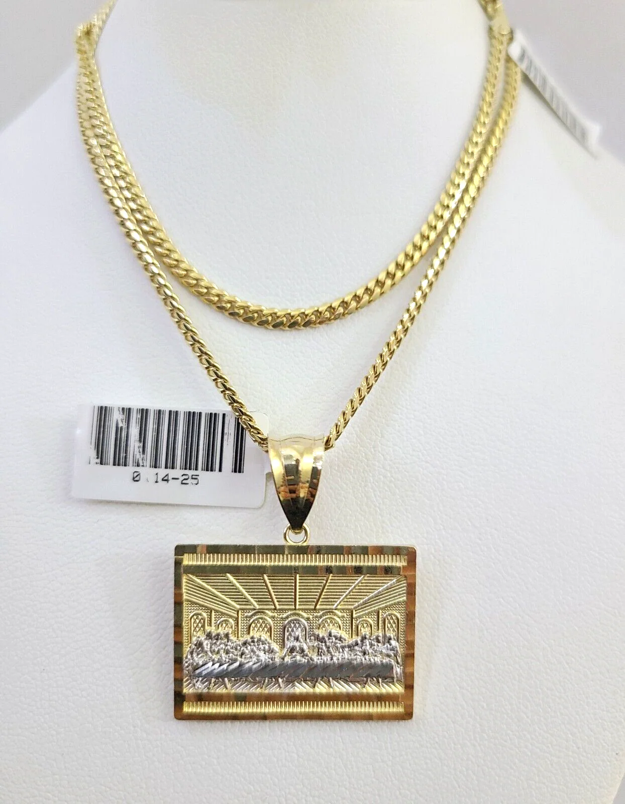 10k Gold Solid Miami Cuban Necklace Last Supper Pendant 2.5mm 18-24" Chain Set - Image 10