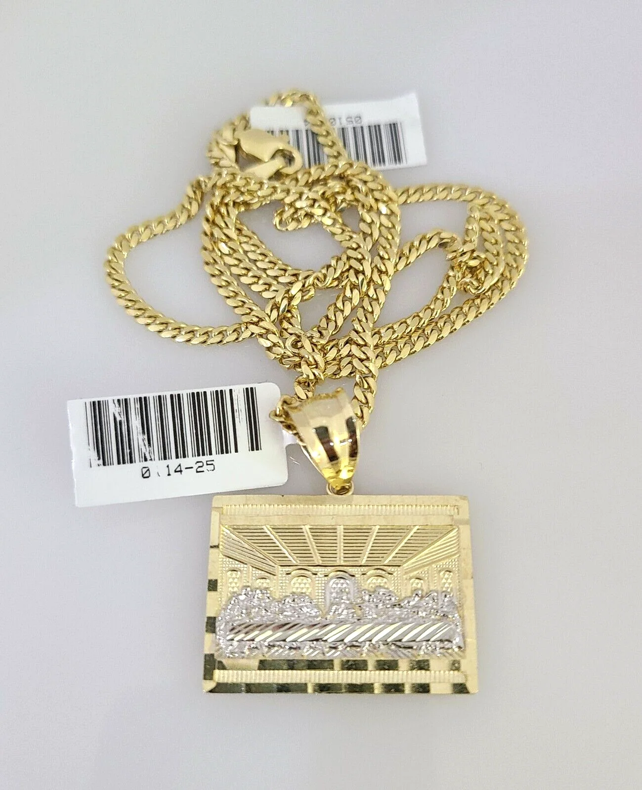 10k Gold Solid Miami Cuban Necklace Last Supper Pendant 2.5mm 18-24" Chain Set - Image 5