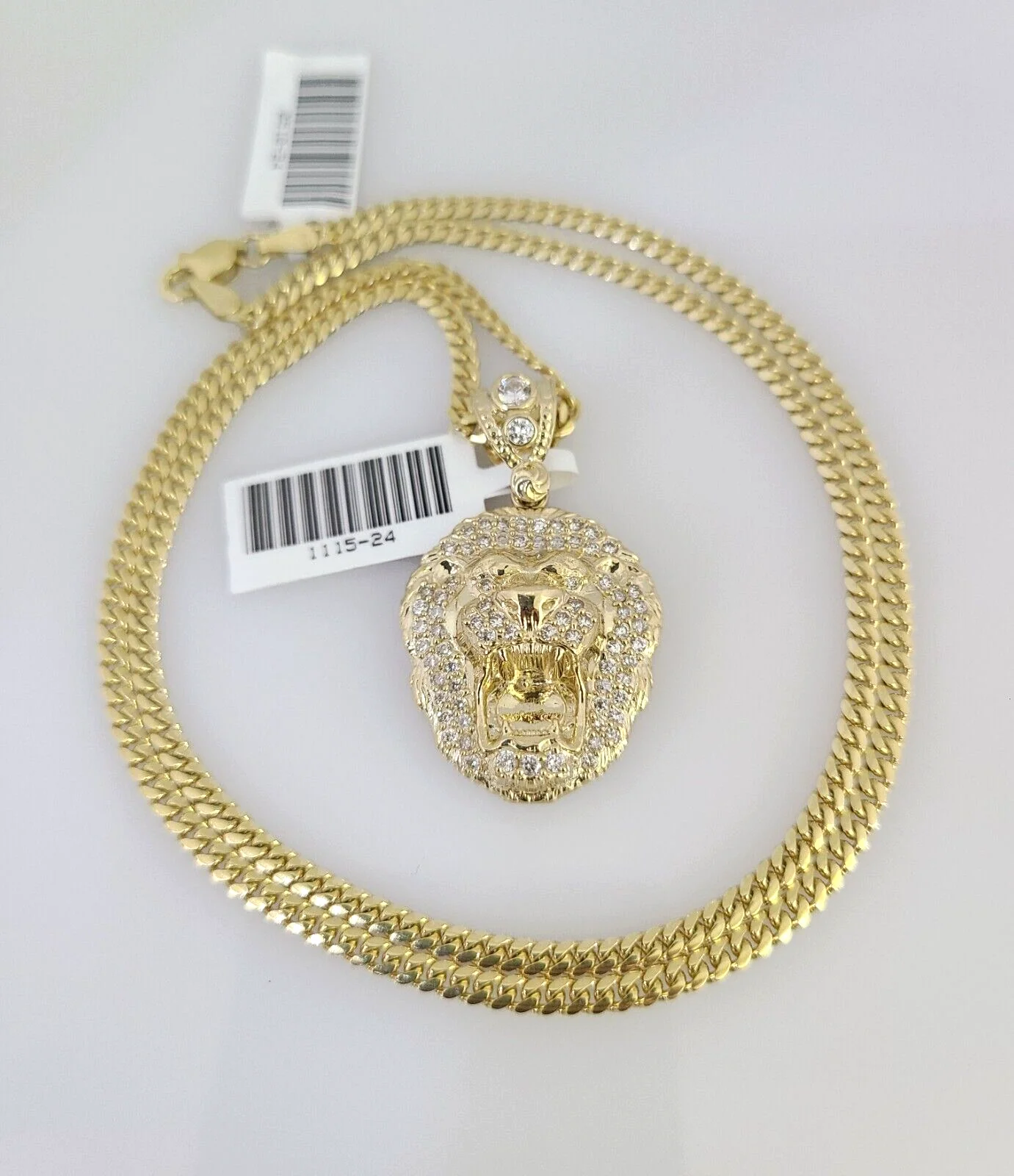 10k Gold Solid Miami Cuban Necklace Roaring Lion Pendant 2.5mm 18"-24" Chain Set - Image 6