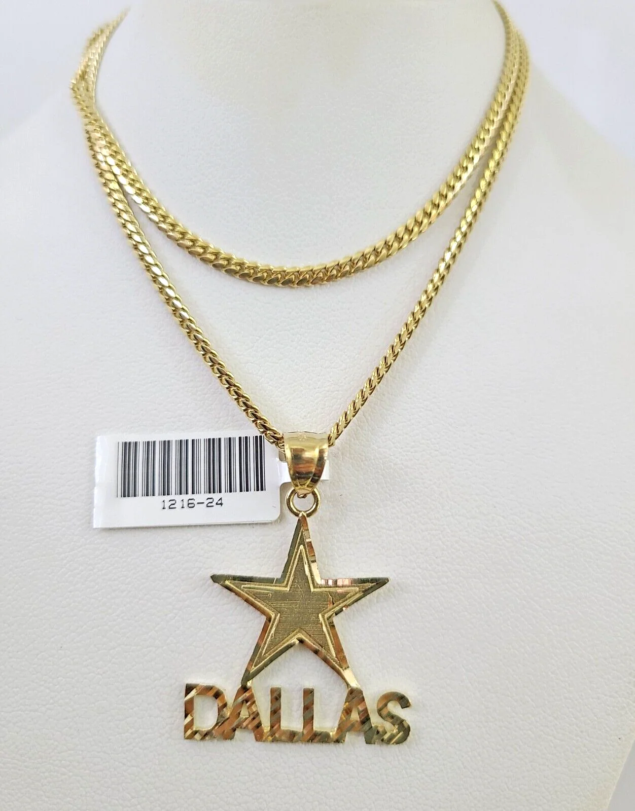 10k Gold Solid Miami Cuban Necklace Star Dallas Pendant 2.5mm 18-24" Chain Set - Image 11
