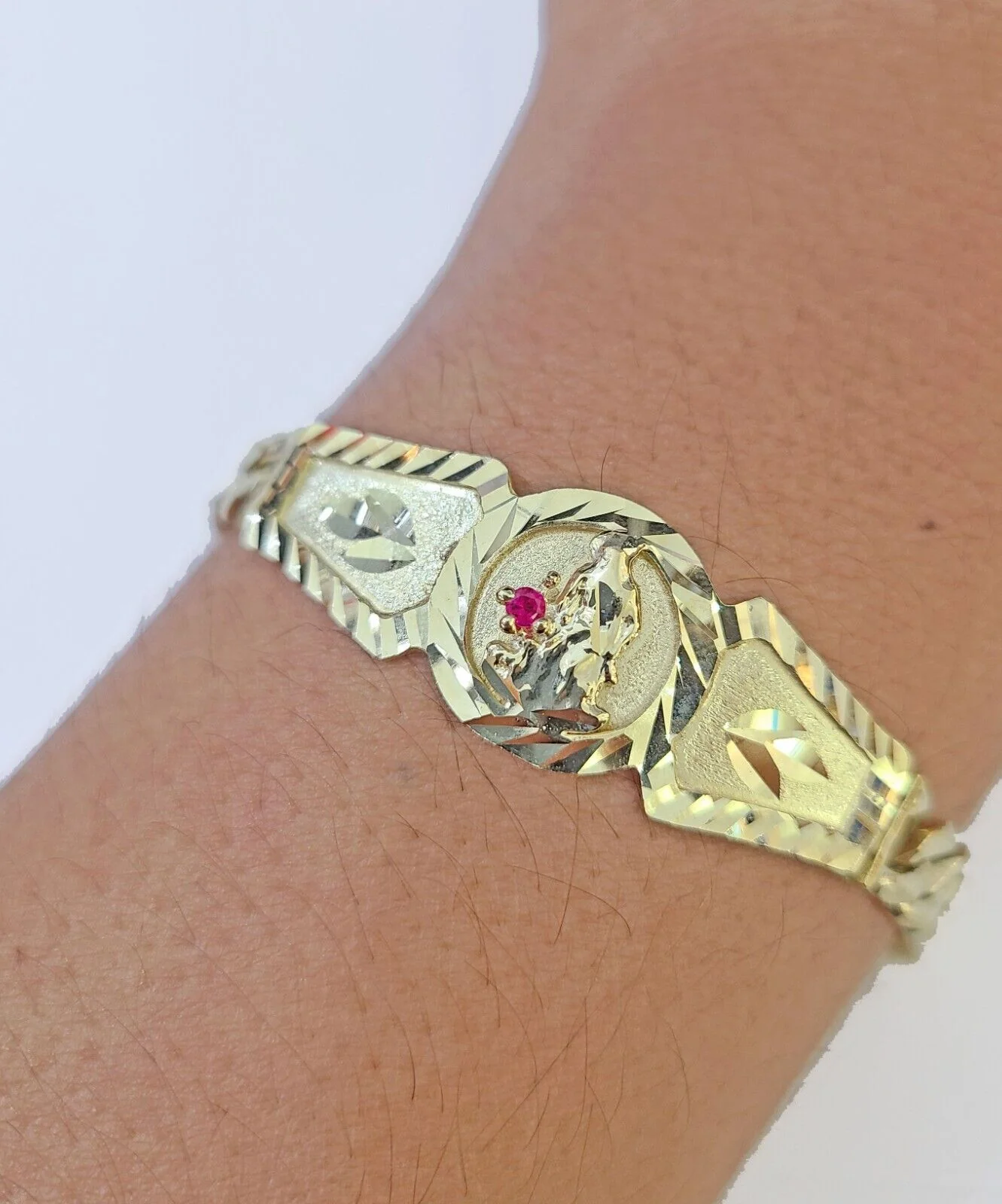 10k Gold St Lazaro Miami Cuban Bracelet Size 8" Inches 7mm 10kt Mens Ladies - Image 2
