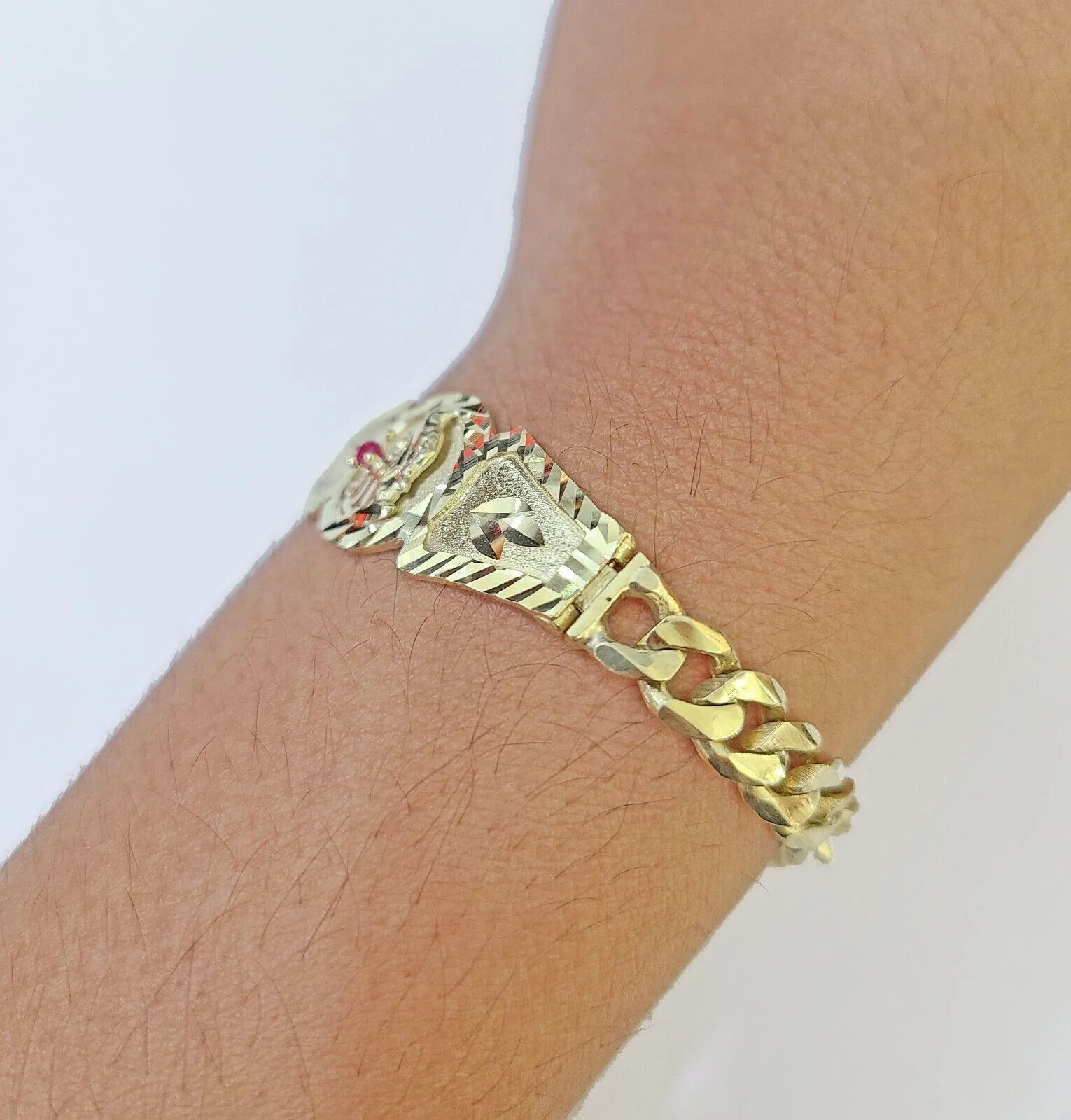 10k Gold St Lazaro Miami Cuban Bracelet Size 8" Inches 7mm 10kt Mens Ladies - Image 3