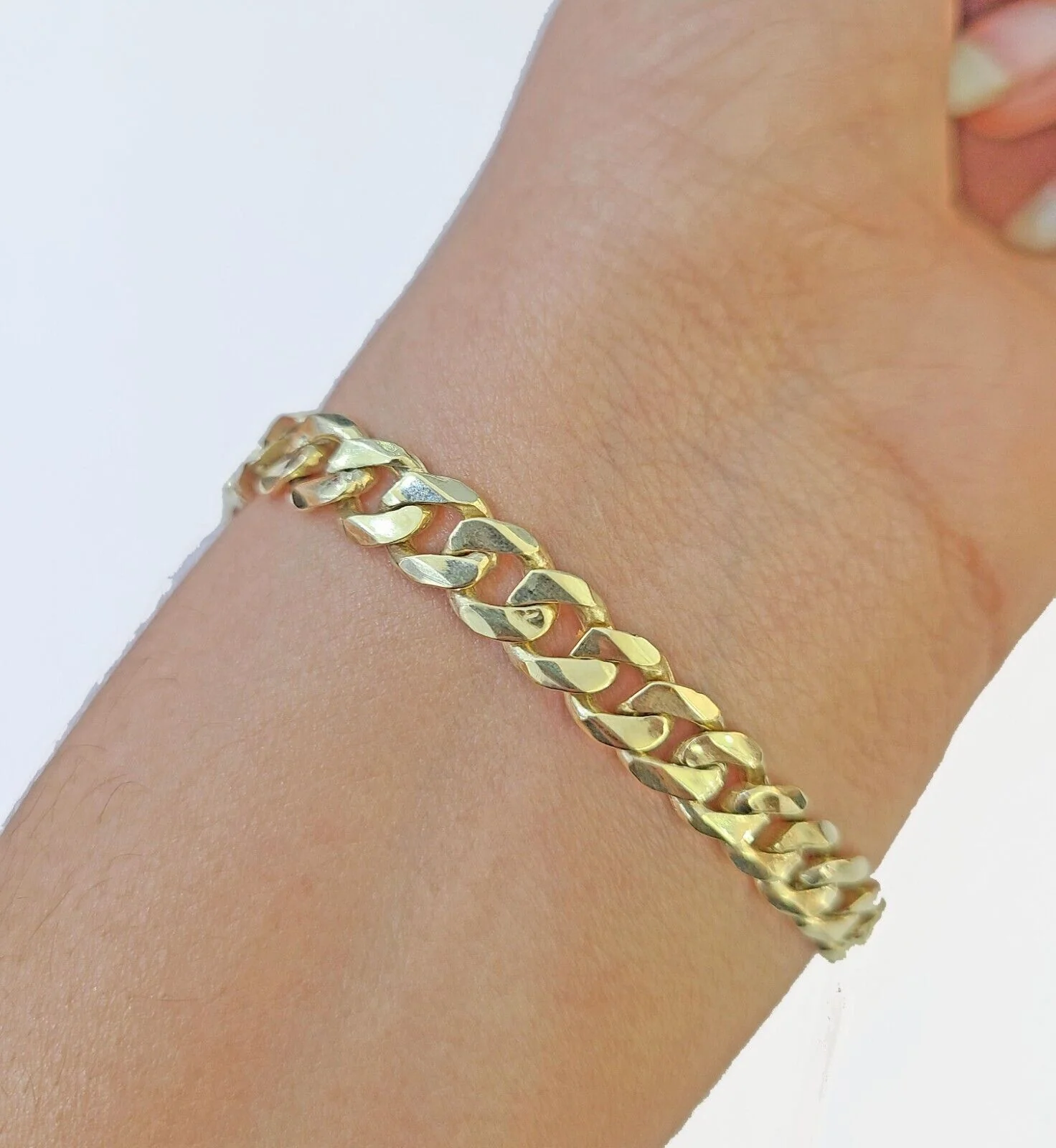10k Gold St Lazaro Miami Cuban Bracelet Size 8" Inches 7mm 10kt Mens Ladies - Image 4