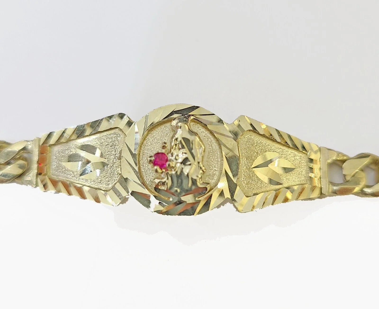10k Gold St Lazaro Miami Cuban Bracelet Size 8" Inches 7mm 10kt Mens Ladies - Image 7