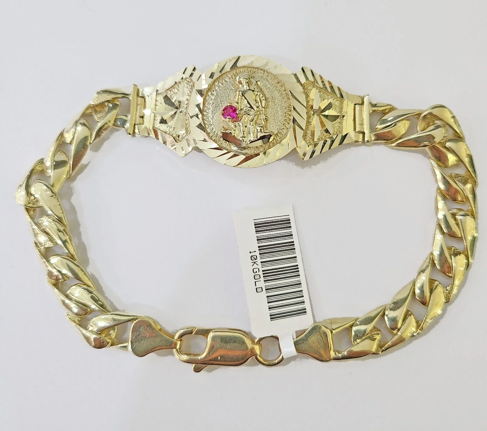 10k Gold St Lazaro Miami Cuban Bracelet Size 8" Inches 8mm 10kt Mens Ladies - Image 2