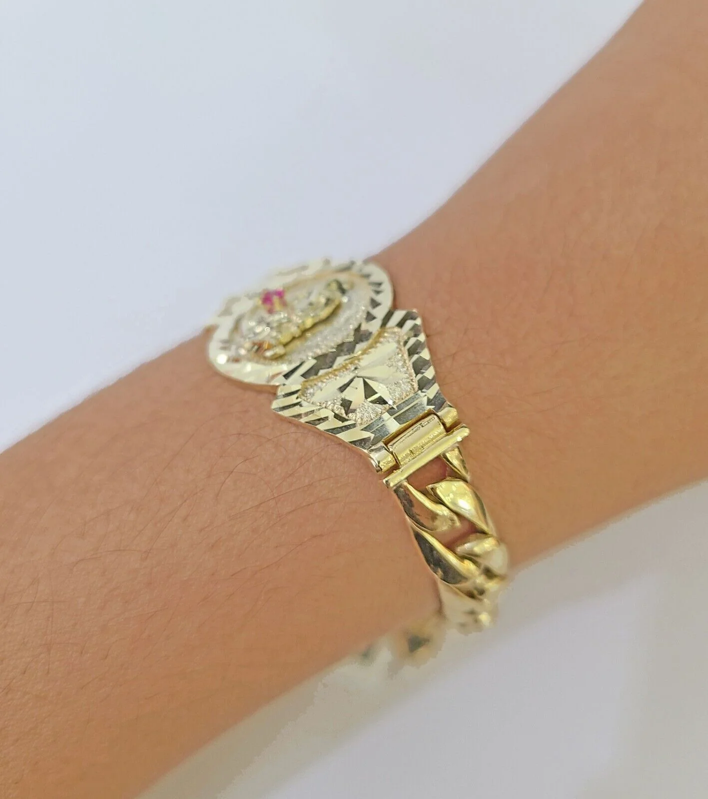10k Gold St Lazaro Miami Cuban Bracelet Size 8" Inches 8mm 10kt Mens Ladies - Image 4